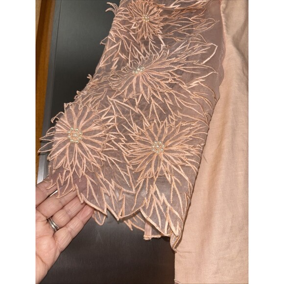 Action I Jay Daniels Blazer 22 Peach Pearl Bead Jacket Embroidered Sheer Lined - Picture 6 of 12